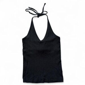Black Ribbed Halter Top